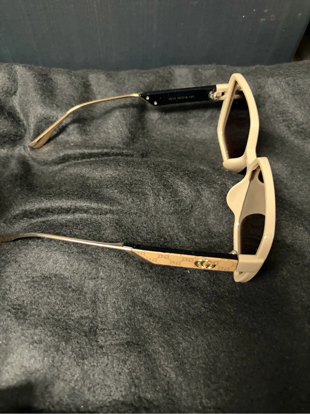 Source Unknown Beige Frame Brown Lens Oversized Square Sunglasses